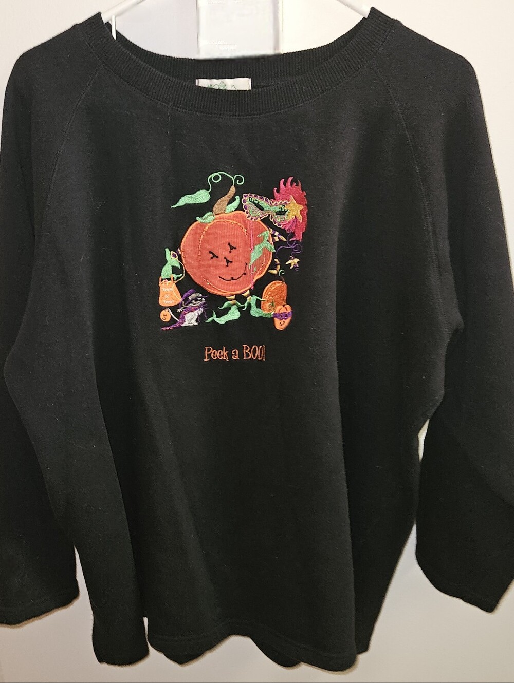 Black Halloween Pumpkin Crewneck Sweater - Peek a Boo